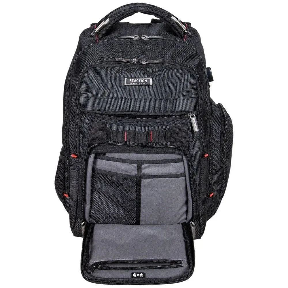 Kenneth Cole Reaction Black Backpack with Red Accents, travel bag